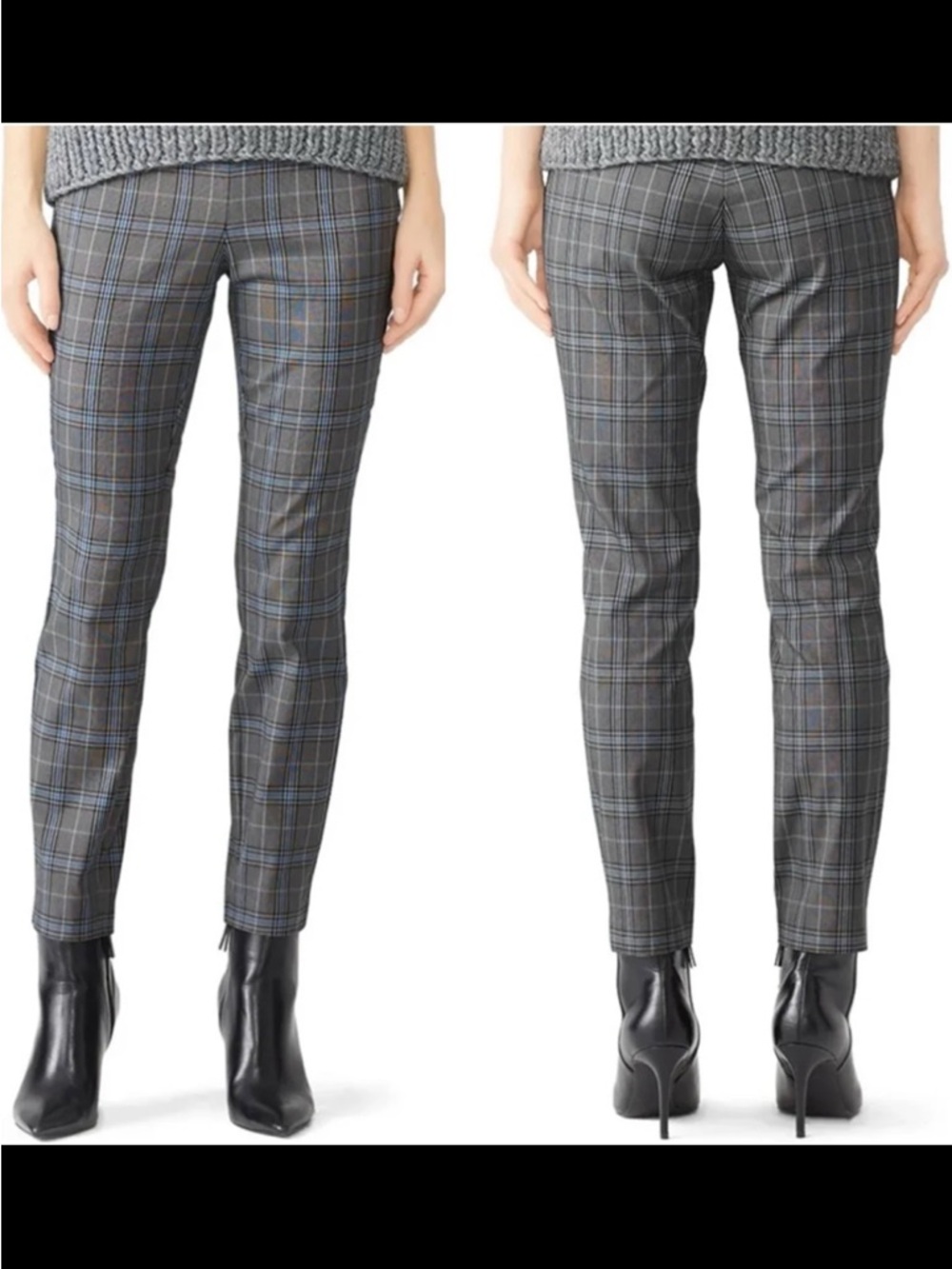 rag & bone Gray Plaid Stretch Tailored Pants Red Windowpane Size 12 Career